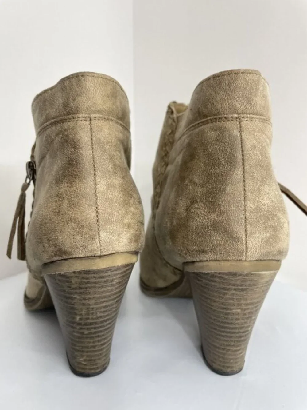 Maurices Faux Leather Brown Western High Heel Cowgirl Ankle Boots Women's 10